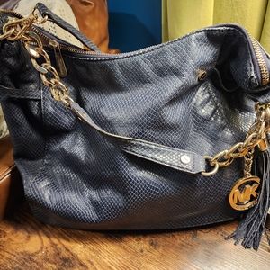 Michael Kors navy leather bag with matching wallet